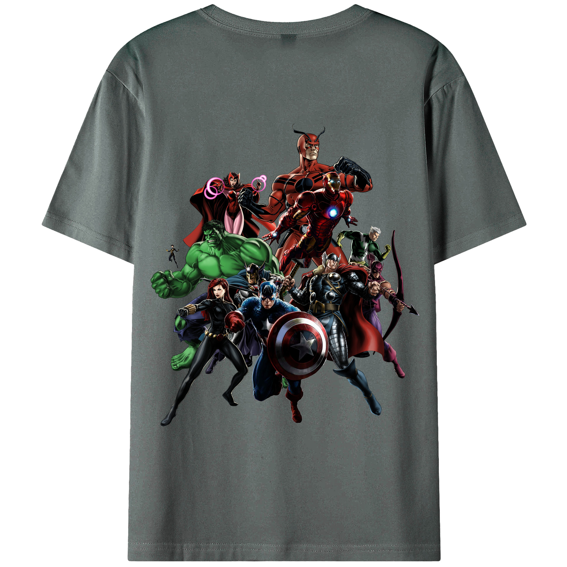 （画像用） アベンジャーズ The Avengers 綿100％ メンズ半袖Tシャツ（バックプリント） 通気性